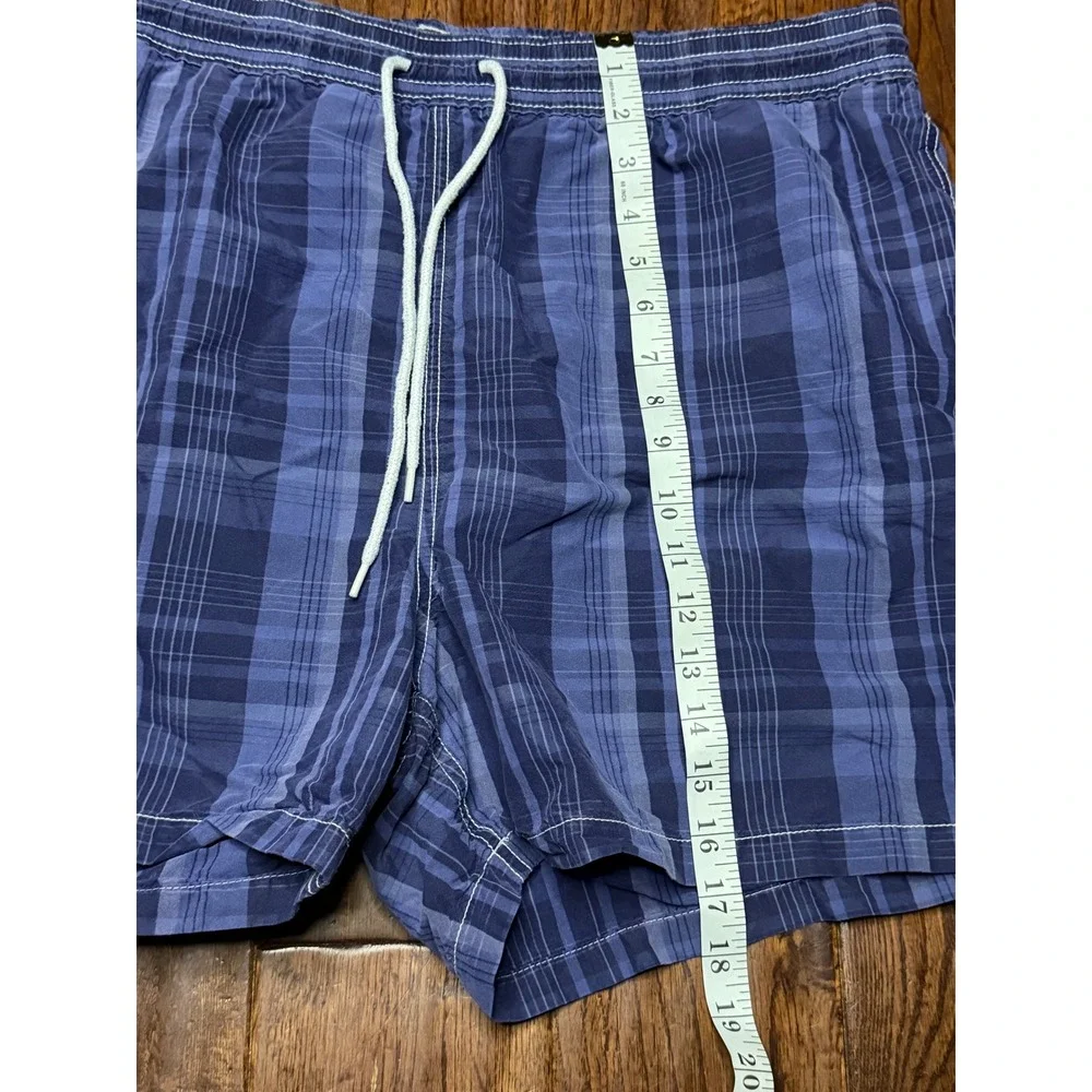 Polo Ralph Lauren Mens Blue Plaid Swim Trunks XXL Mesh Lined Board Shorts